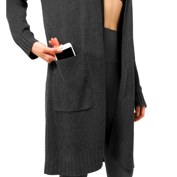 NWT Lululemon Sincerely Yours Wrap Sweater Heathered Deep Coal Size Large - Picture 3 of 12